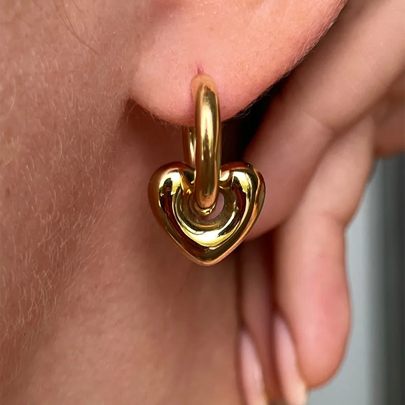 Argollas con corazón 2 en 1 | dorado o plateado