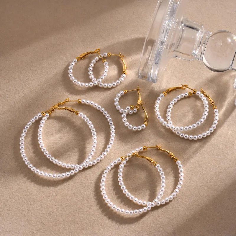 Aretes de hoops en perlas | 3 tamaños diferentes