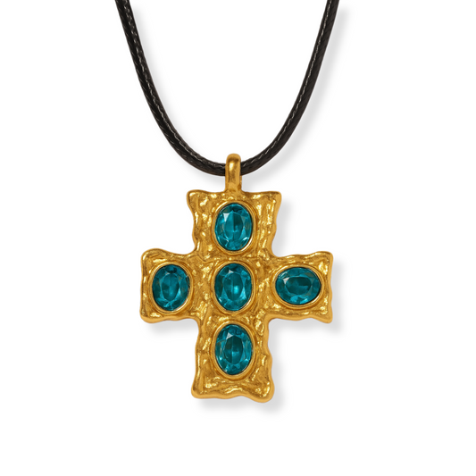 Collar de cruz con zirconias | varios colores