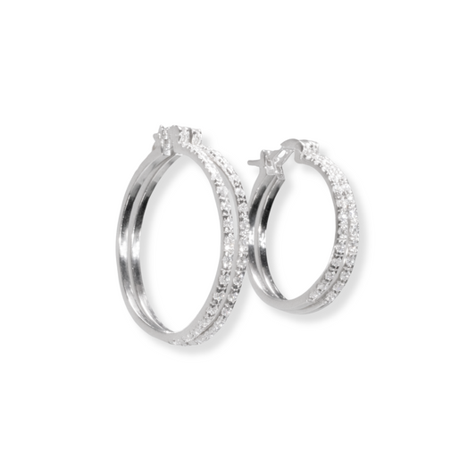 Aretes Hoops con Zirconias 925 Sterling Silver | diferentes tamaños