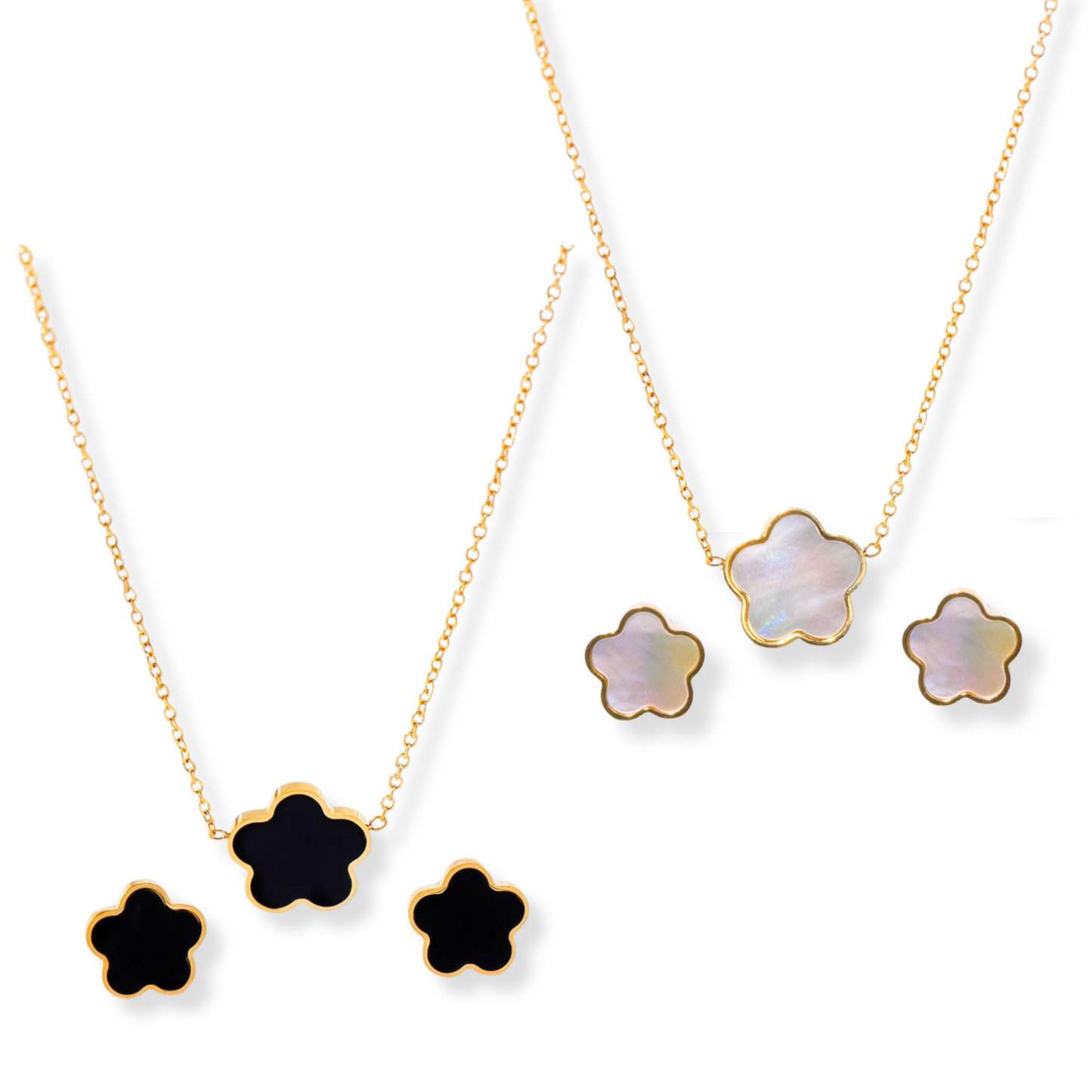 Set de flor | 2 piezas | blanco perlado o negro