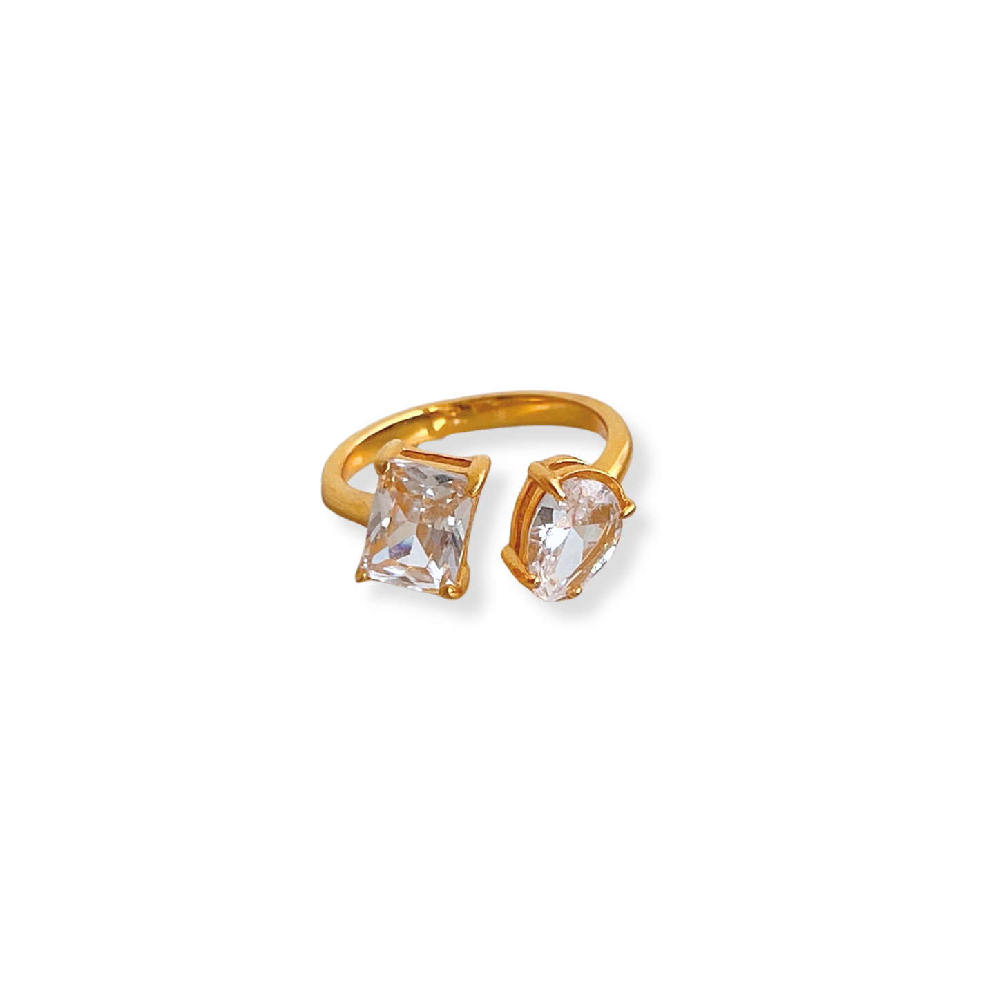 Anillo con Zirconias | dorado | ajustable