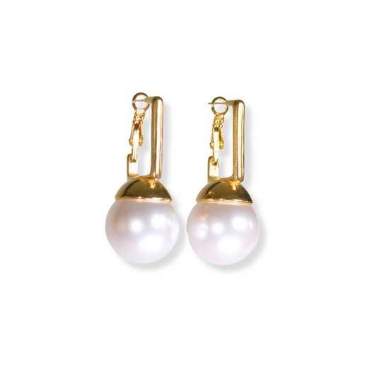 Aretes gotas de Perlas | dorado