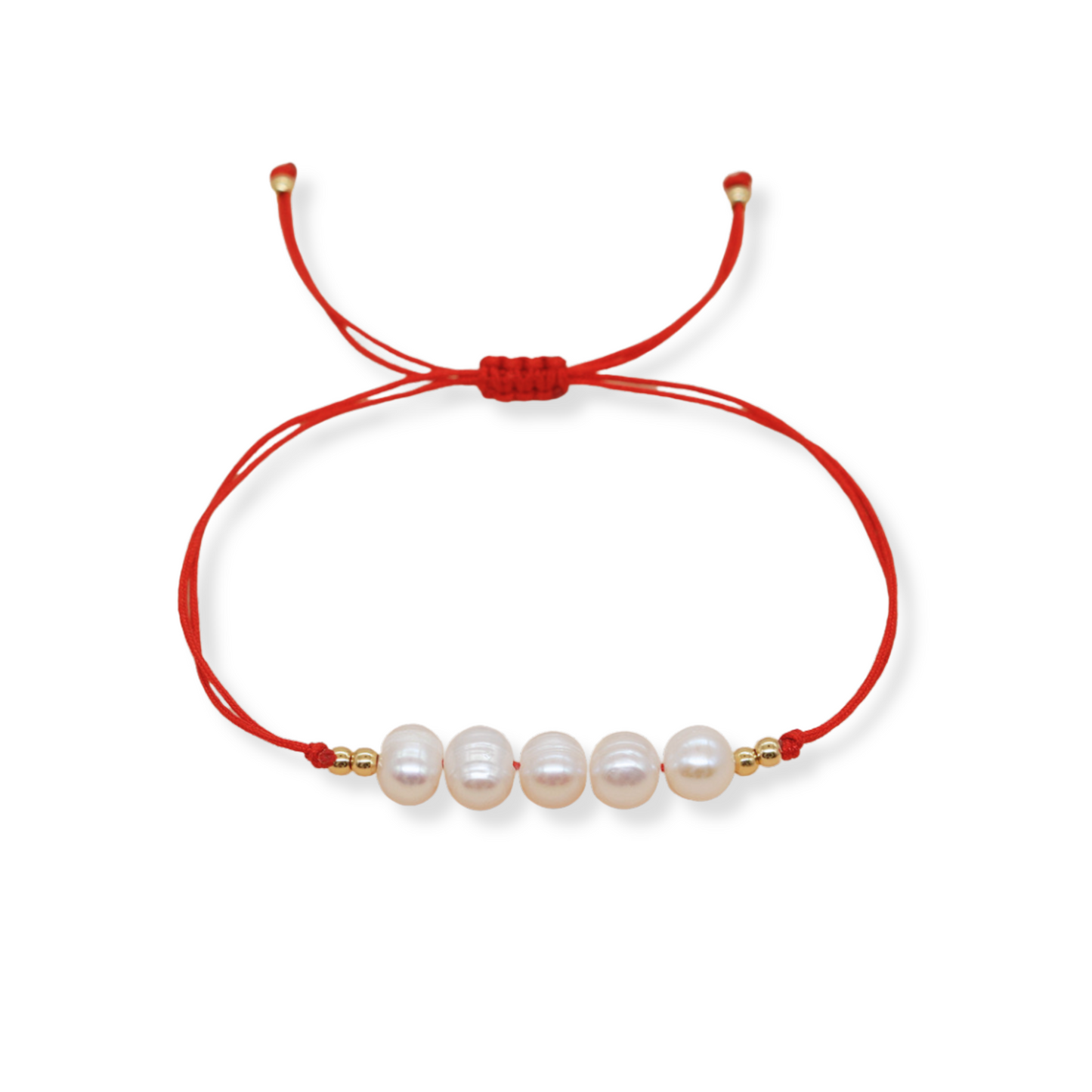 Pulsera de hilo rojo con perlas | ajustable