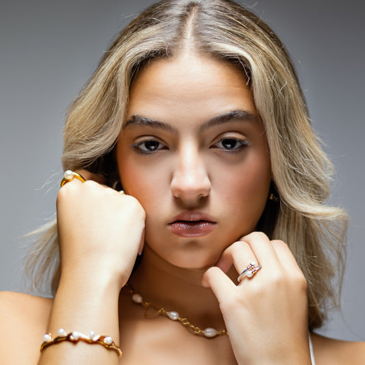 Bangle Olas de Perlas | dorado