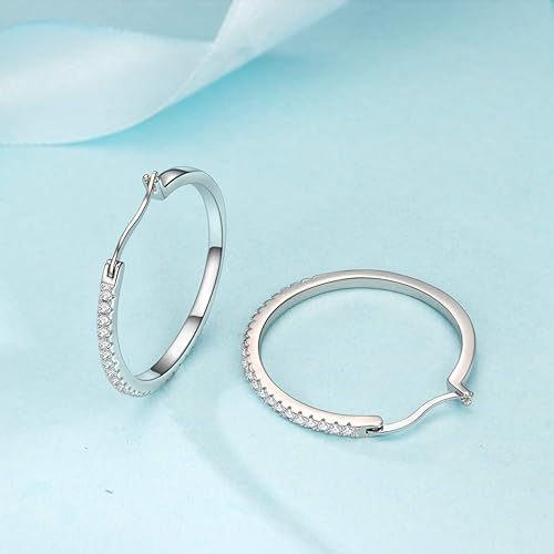 Aretes Hoops con Zirconias 925 Sterling Silver | diferentes tamaños