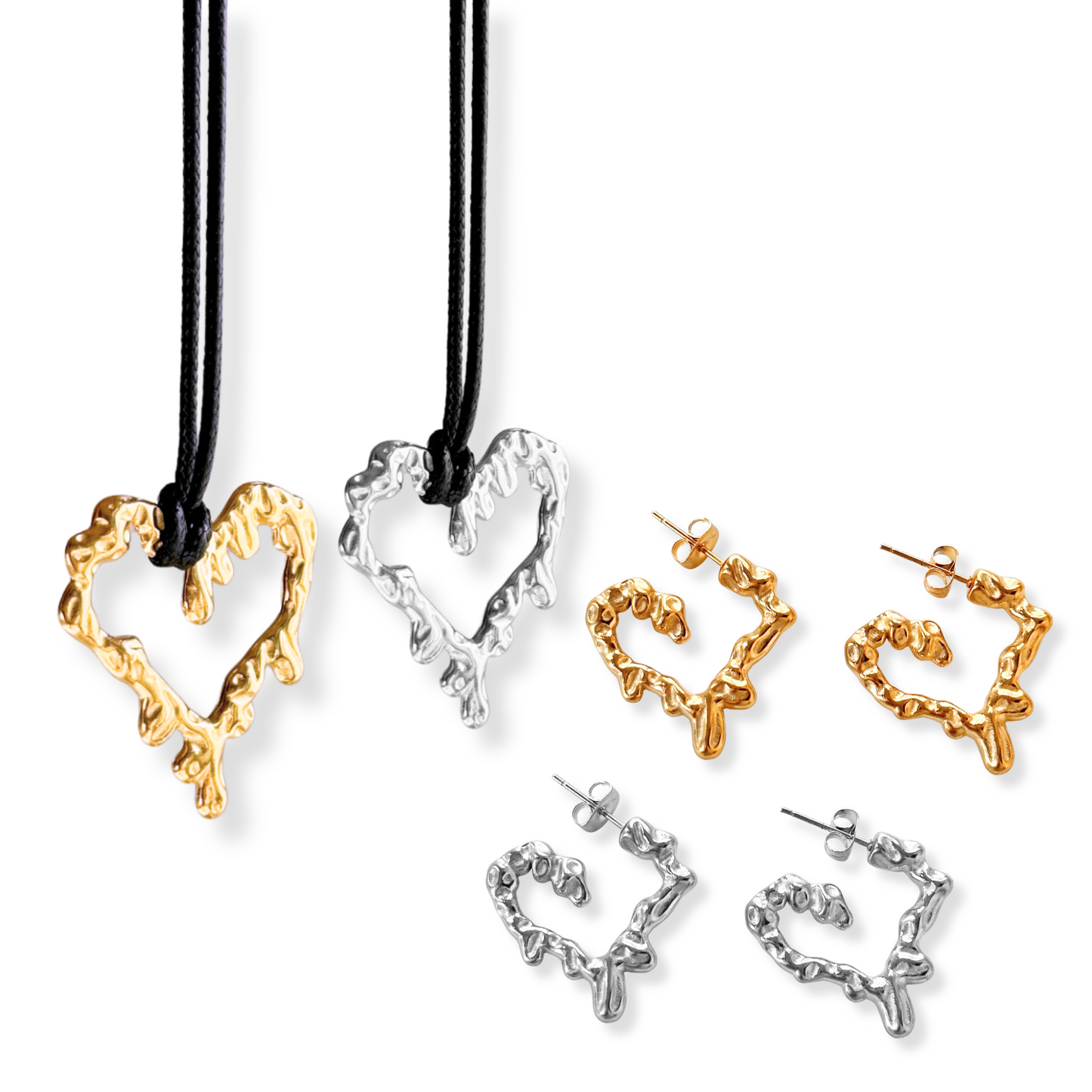 Set Aly de corazón | 2 piezas | dorado o plateado