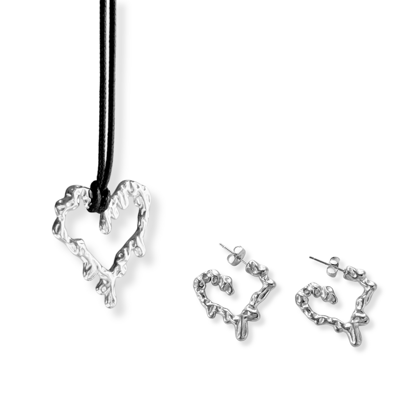 Set Corazón Rustico | Collar ajustable|2 piezas