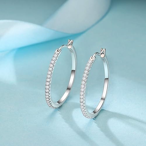 Aretes Hoops con Zirconias 925 Sterling Silver | diferentes tamaños