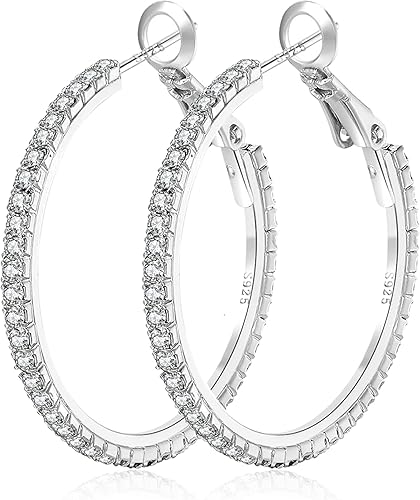Aretes Hoops con Zirconias 925 Sterling Silver | diferentes tamaños