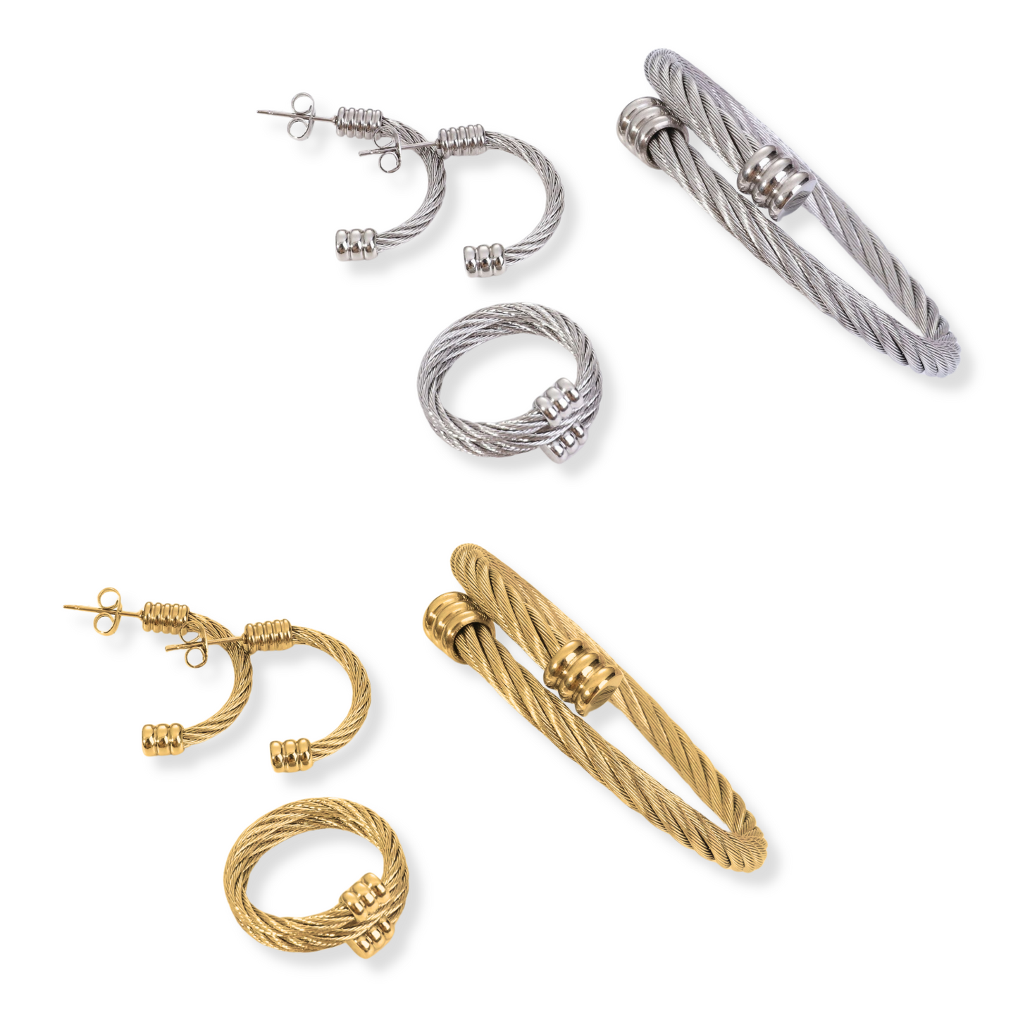 Set espiral | 3 piezas | dorado o plateado
