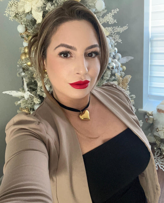 Collar Heart Shape | cinta negra y dorado