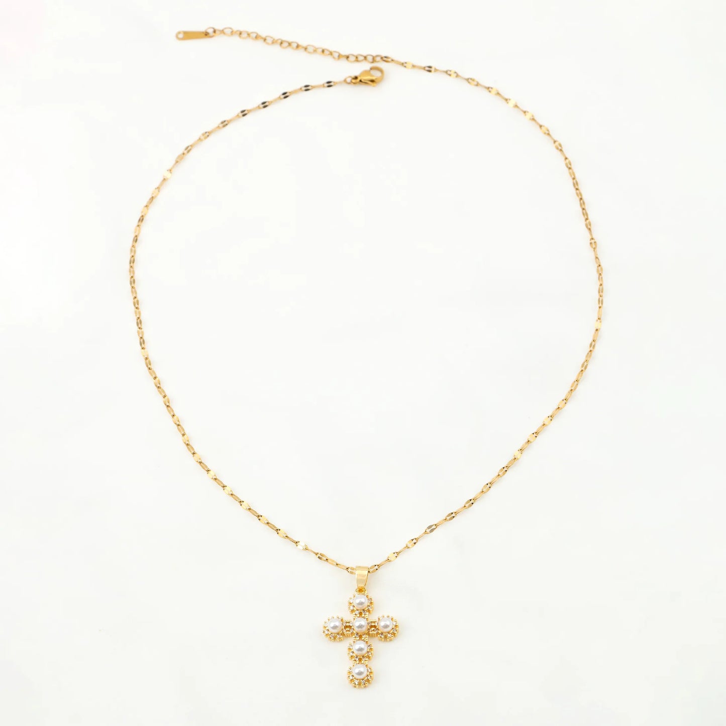 Collar Cruz con perlas | dorado
