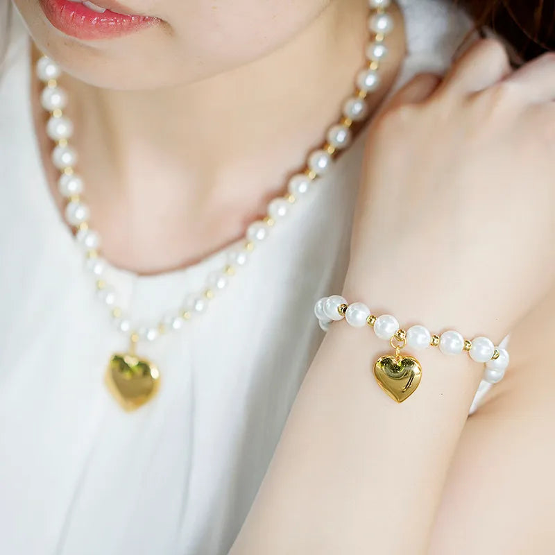 Set Adelina | perlas y corazones | 3 piezas
