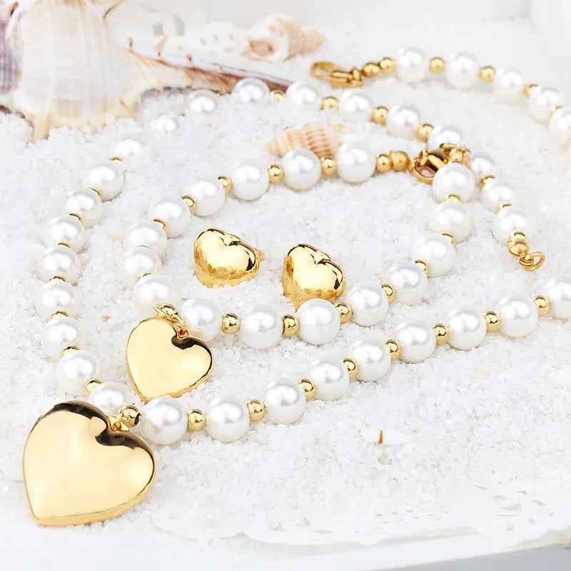 Set Adelina | perlas y corazones | 3 piezas