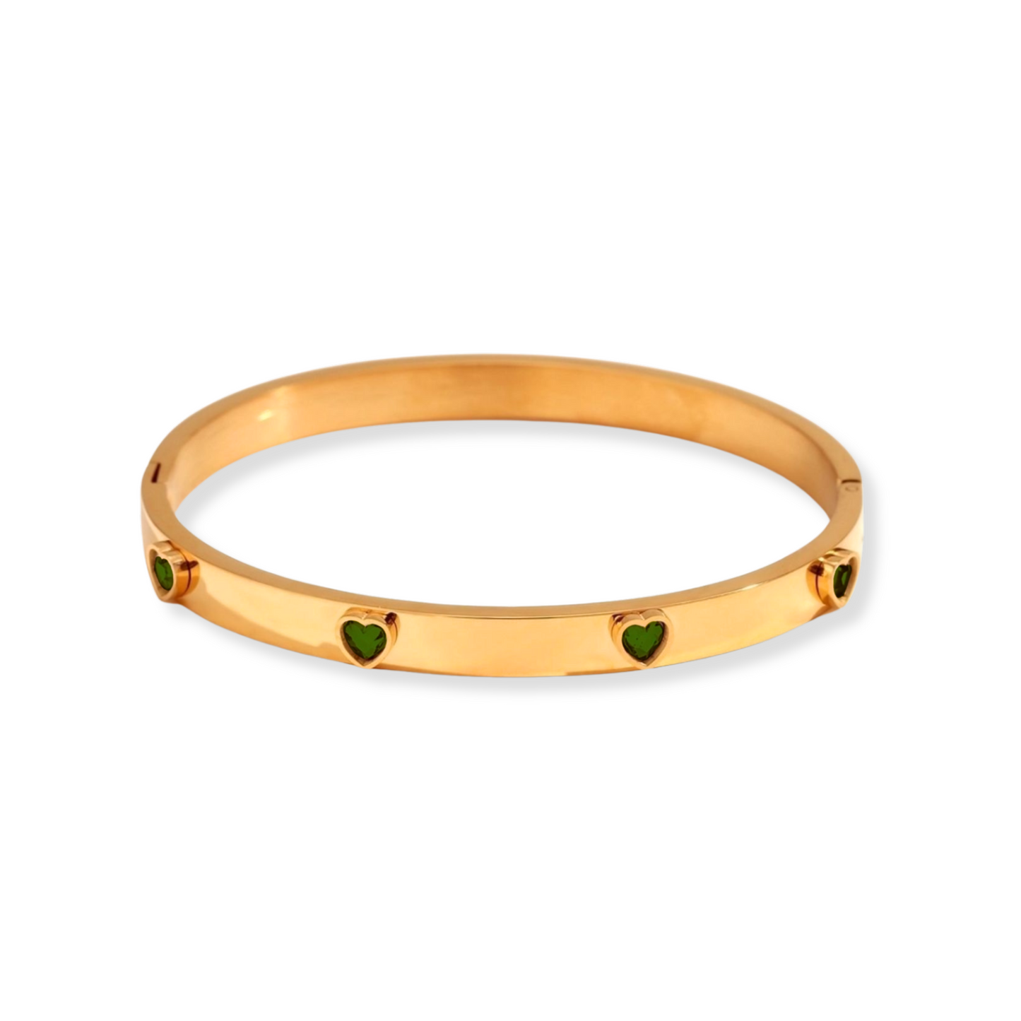 Bangle corazones en zirconia | blanco o verde