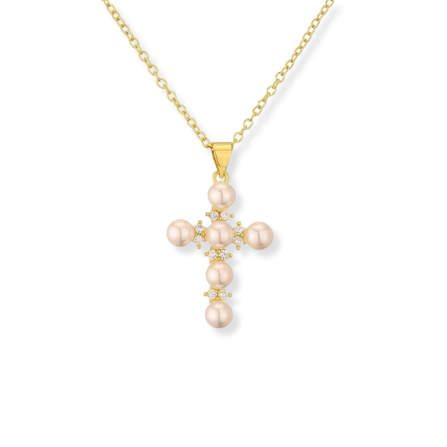 Collar Cruz con perlas | dorado