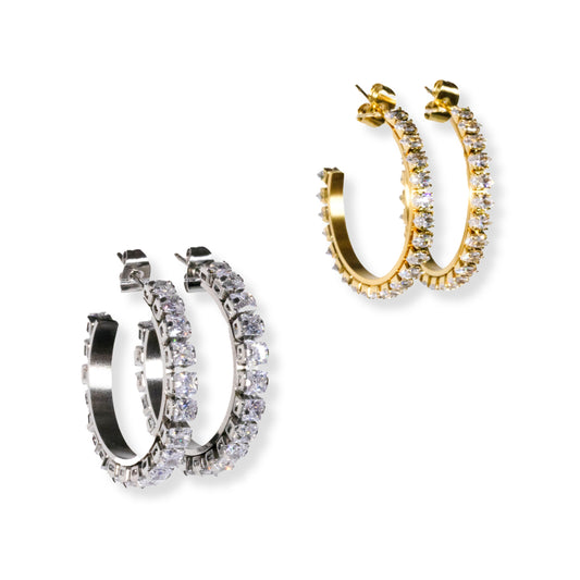 Argollas con Incrustaciones de Zirconia | dorado o plateado