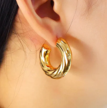 Aretes Twist Big C | Acero inoxidable