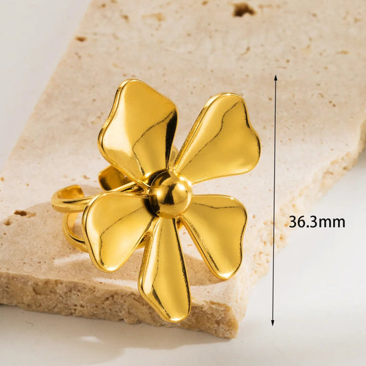 Anillo Flor grande dorada | ajustable