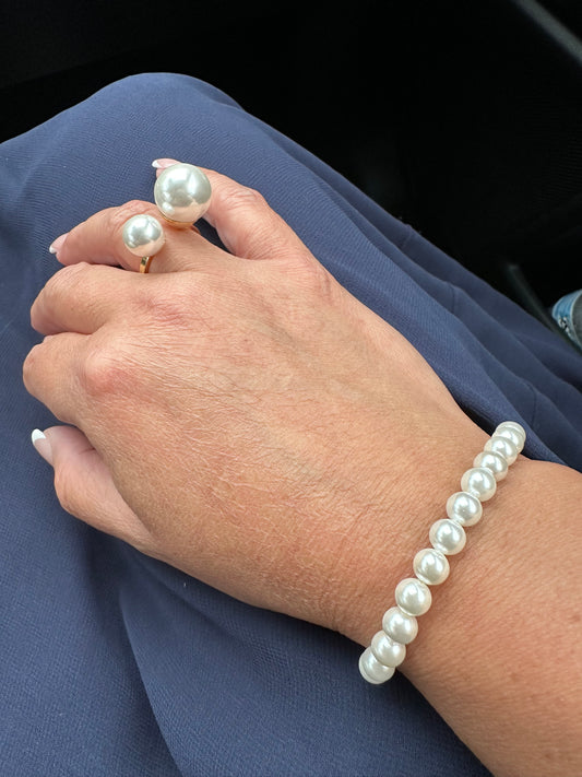Double Pearl Open Ring