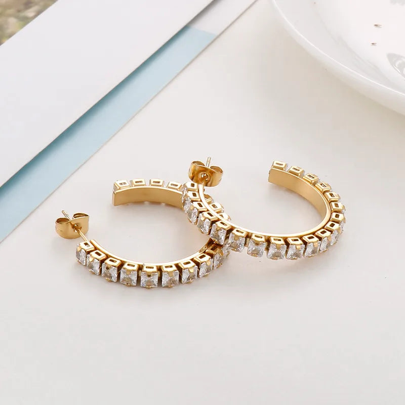 Argollas con Incrustaciones de Zirconia | dorado o plateado