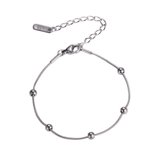 Pulsera Delicada con Bolitas- en dorado y plata- Stainless Steel