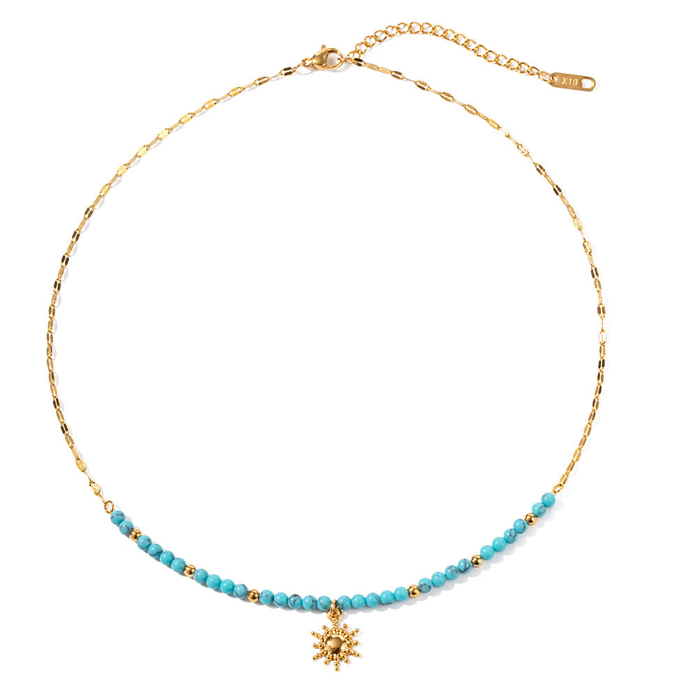 Collar de sol con beads turquesa | dorado