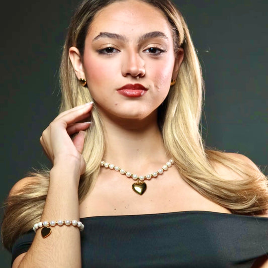 Set Adelina | perlas y corazones | 3 piezas