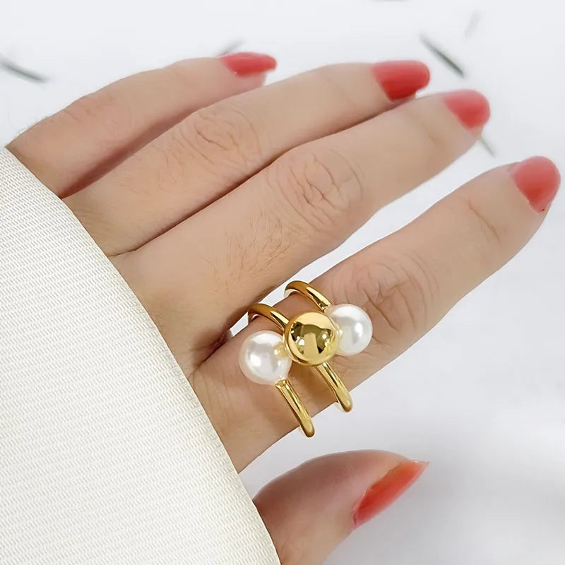Anillo Perla doble | size 7 y 8