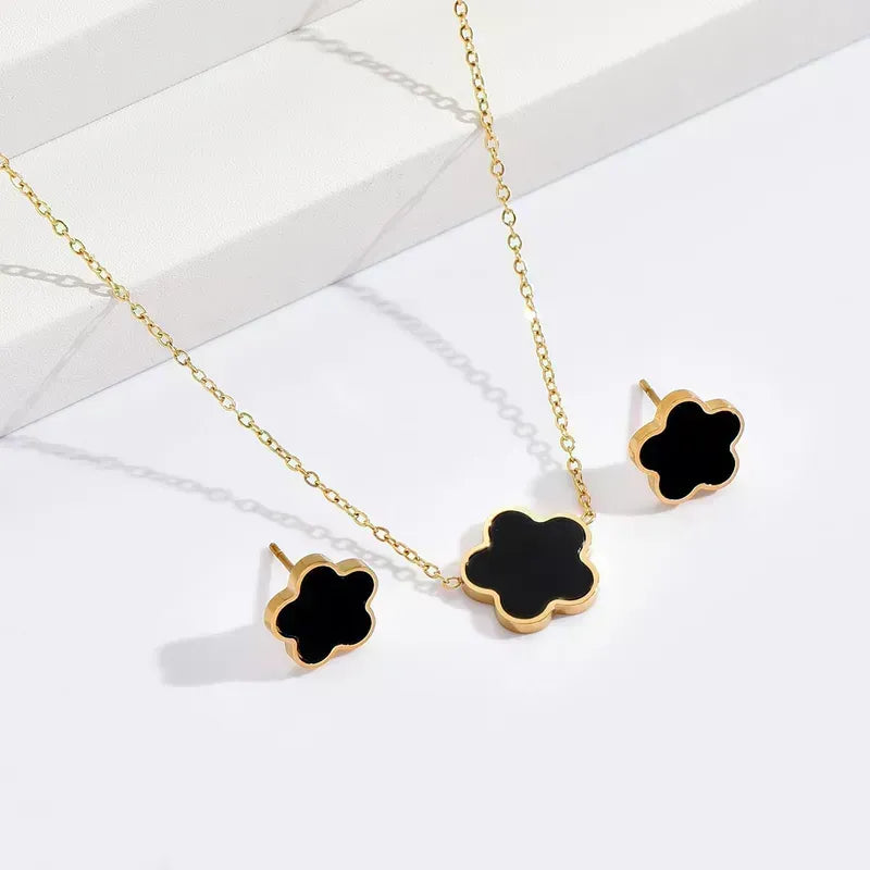 Set de flor | 2 piezas | blanco perlado o negro