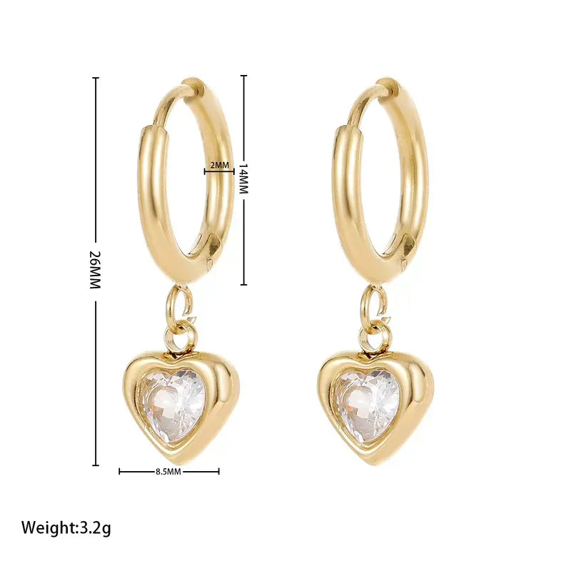 Set Corazón | 2 piezas | Zirconia esmeralda o blanca