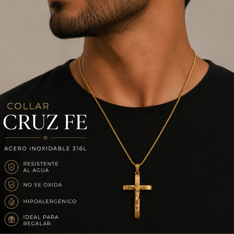 Collar Cruz Fe – Acero Inoxidable 316L