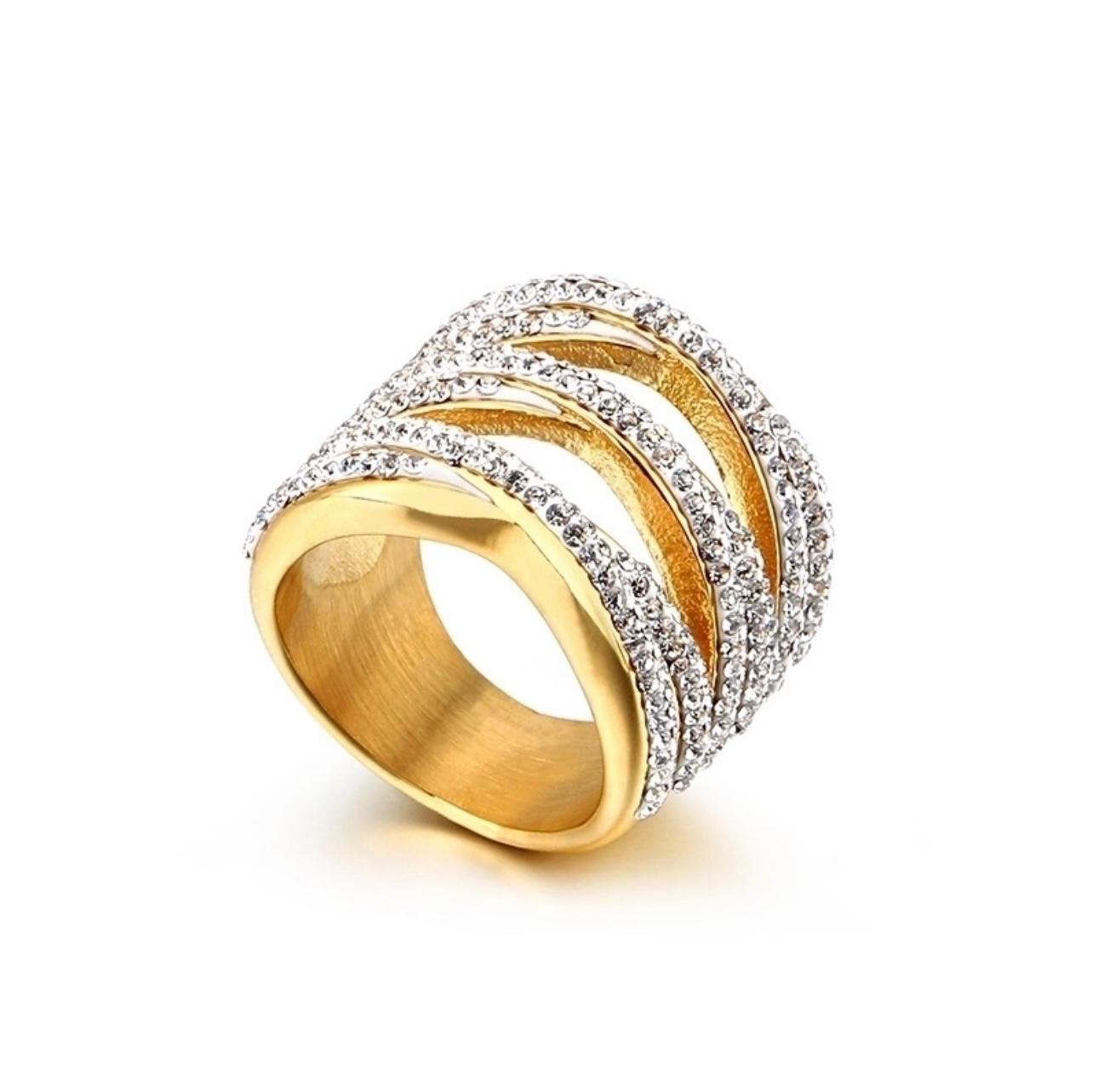 Anillo ancho con zircornias | size 7