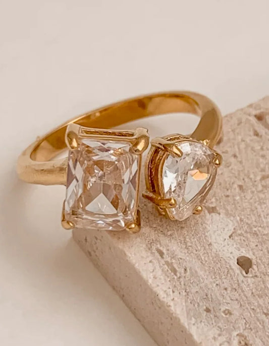 Anillo con Zirconias | dorado | ajustable