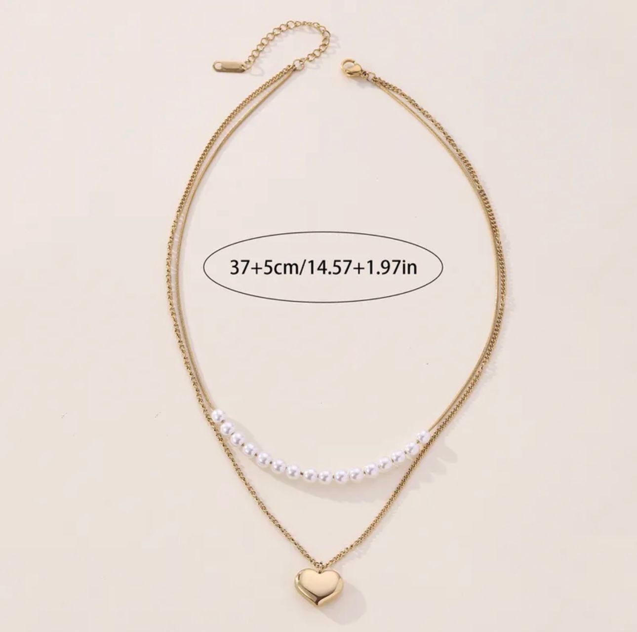Collar doble cadena perlas y perlas | dorado