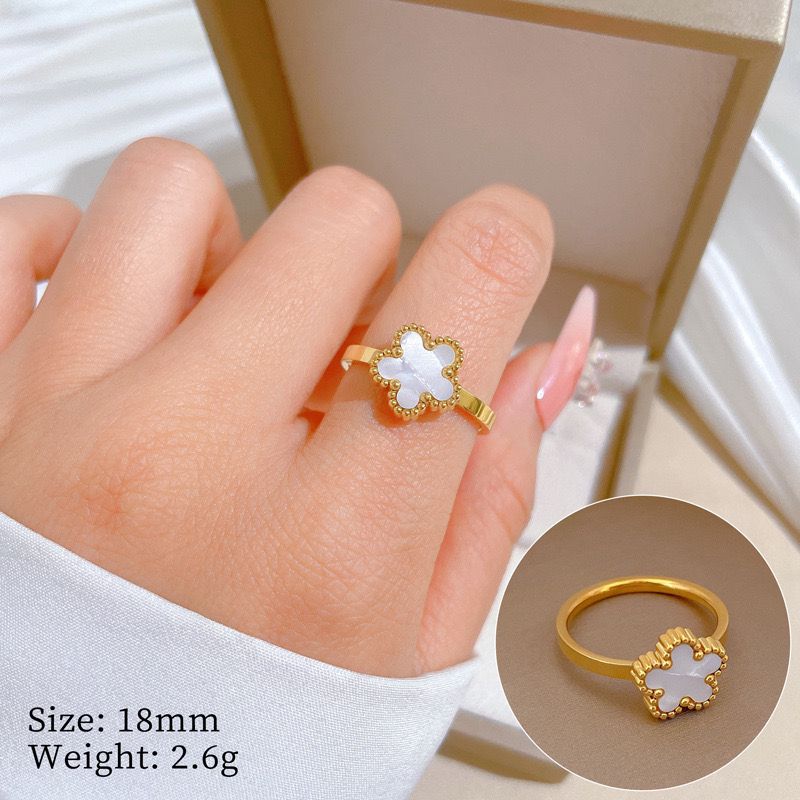 Anillo flor perlada blanca o negra | size 8