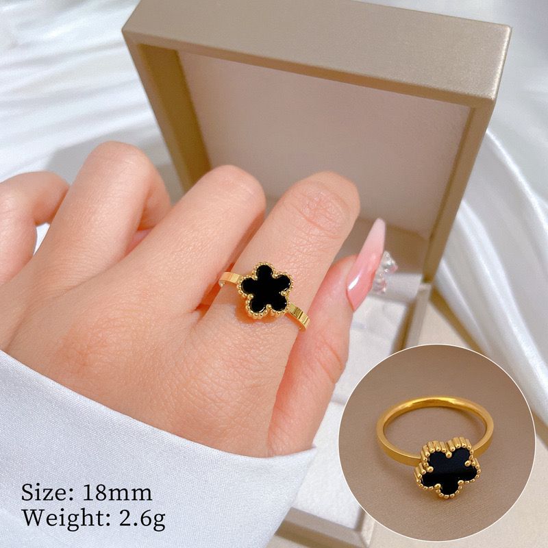 Anillo flor perlada blanca o negra | size 8
