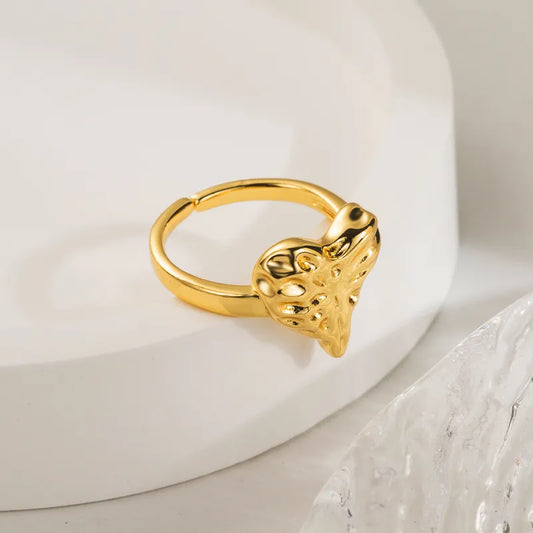 Anillo Corazón con textura | ajustable