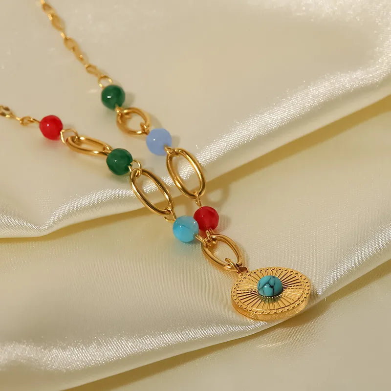 Collar Sol Colorido y Dorado