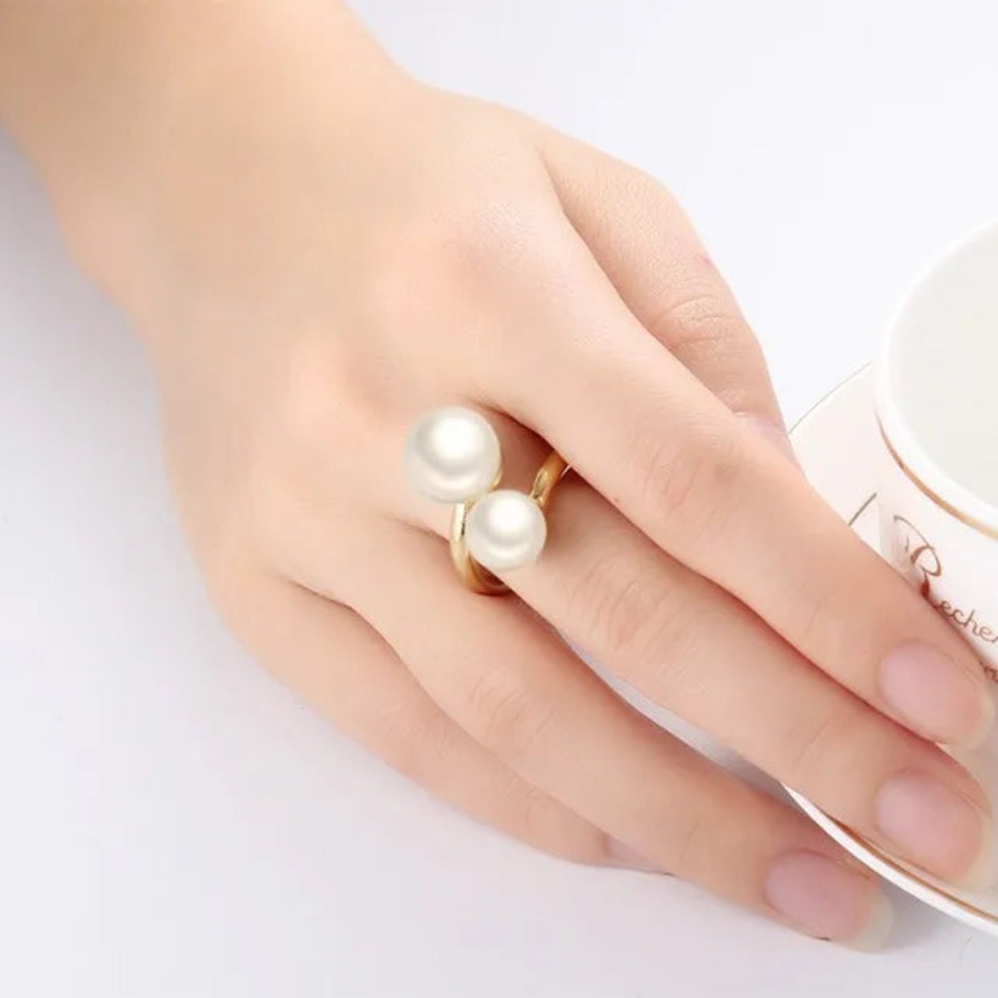 Anillo|Perlas Entrelazadas | dorado | ajustable