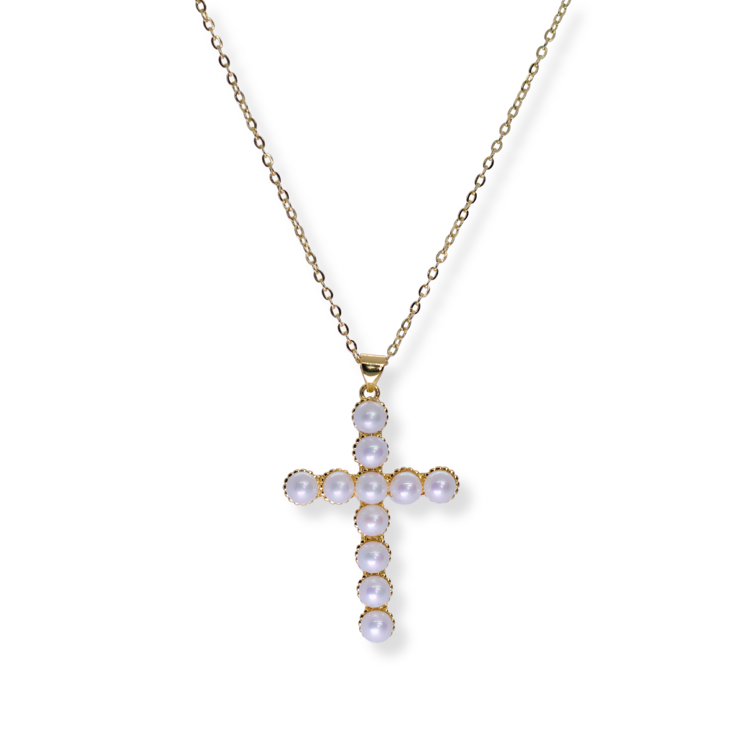 Collar cruz con Perlas | dorado