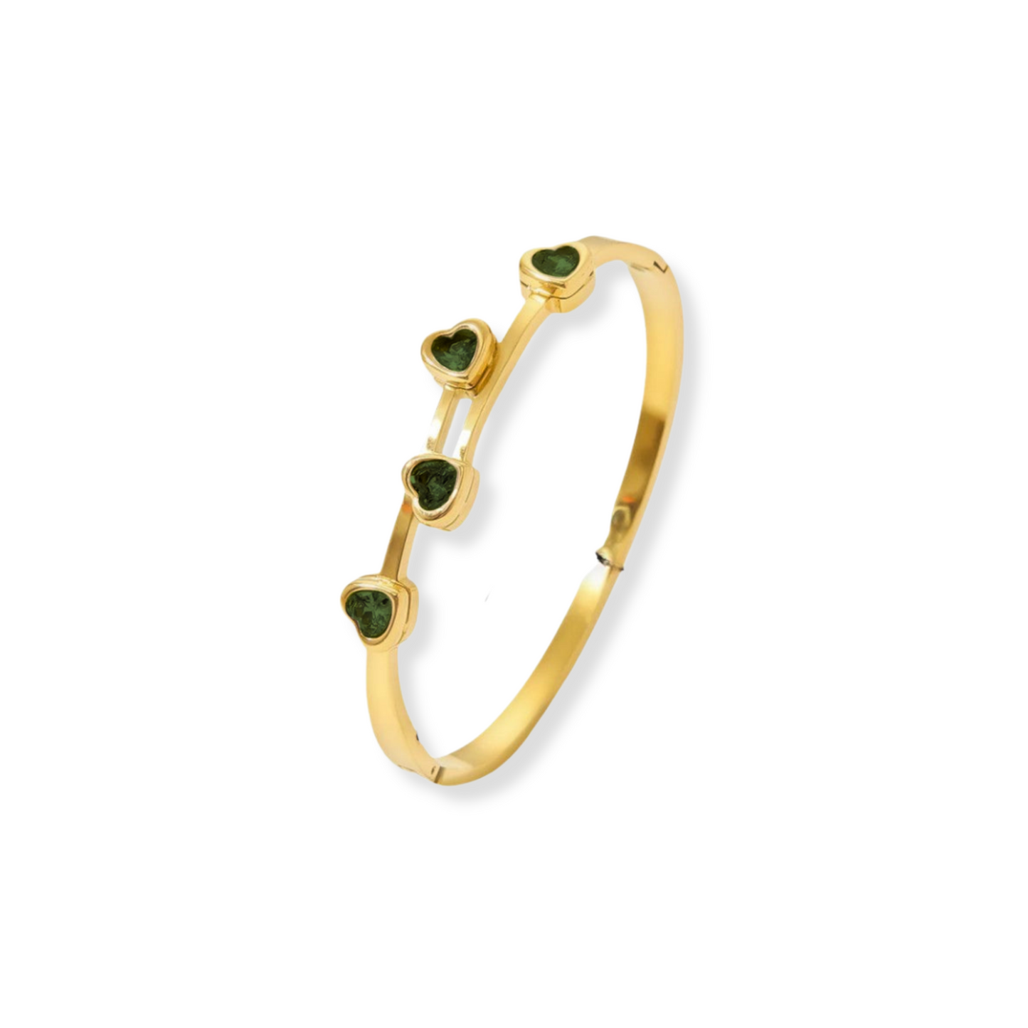 Bangle cruzado de corazones con zircornias | blanco o verde