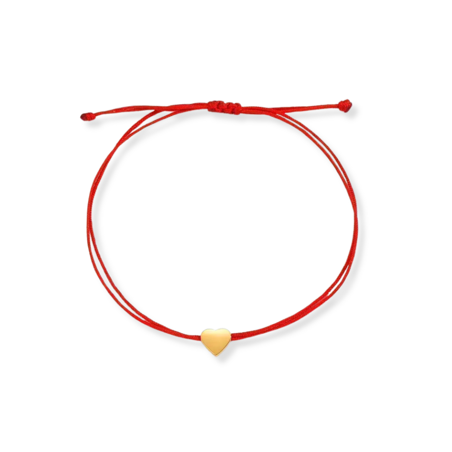 Pulsera de hilo rojo con corazón dorado