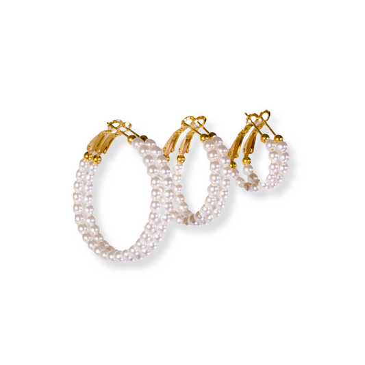 Aretes de hoops en perlas | 3 tamaños diferentes