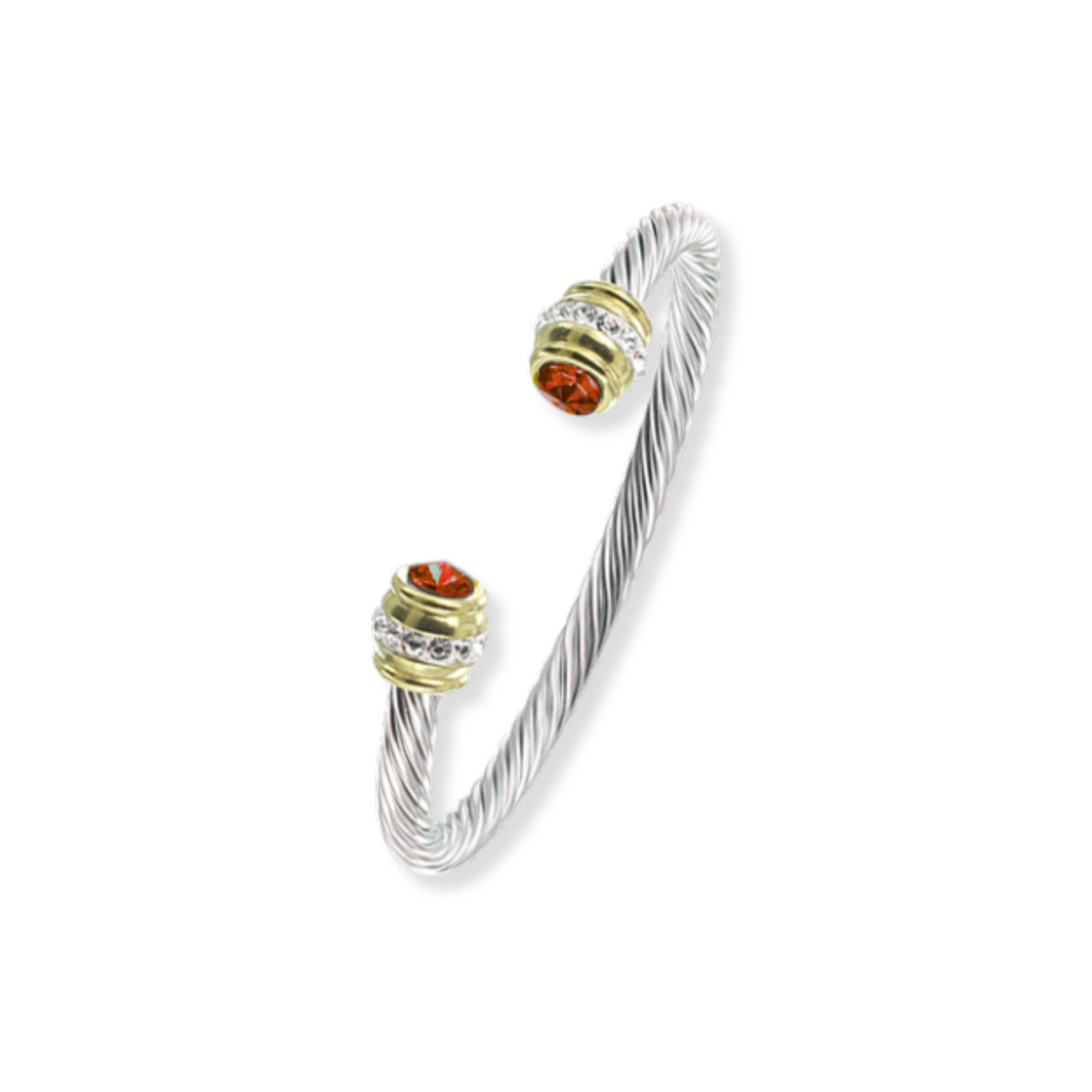Bangle doble tono con zirconias | Rojo