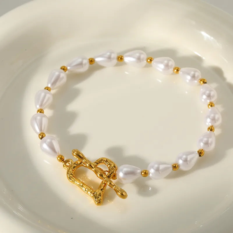 Pearl Heart Set | Necklace and Bracelet | Gold