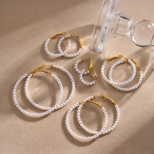 Aretes de hoops en perlas | 3 tamaños diferentes