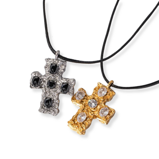 Collar de cruz con zirconias | varios colores