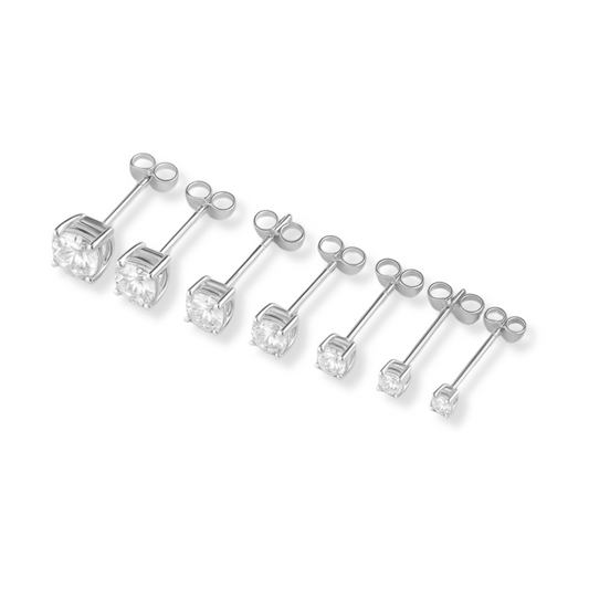 Aretes Stud de Zirconia 925 Sterling Silver | diferentes tamaños